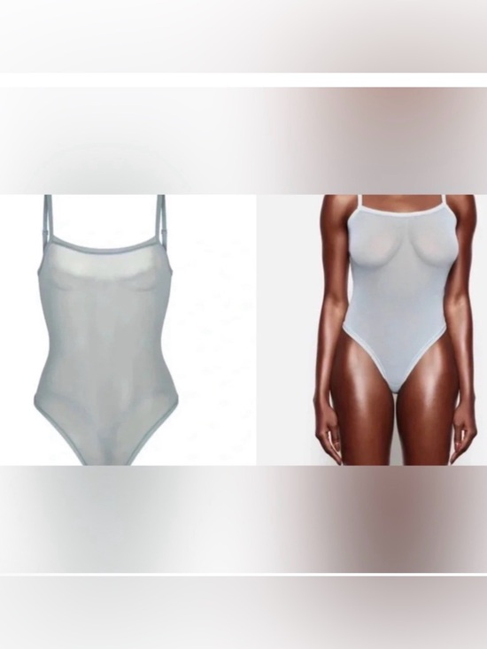 SKIMS Tops - SKIMS Blue Summer Mesh Cami Bodysuit Adjustable Strap NWT Size M